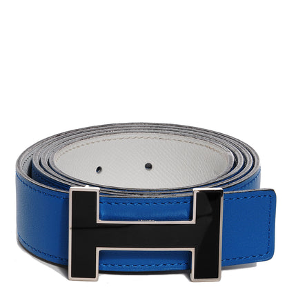 Hermes Swift Epsom Reversible 32mm Quizz H Belt Bleu Hydra and White 100 1 of 6