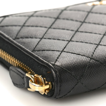 Prada Saffiano Quilted Zip Around Wallet Black 8 of 9
