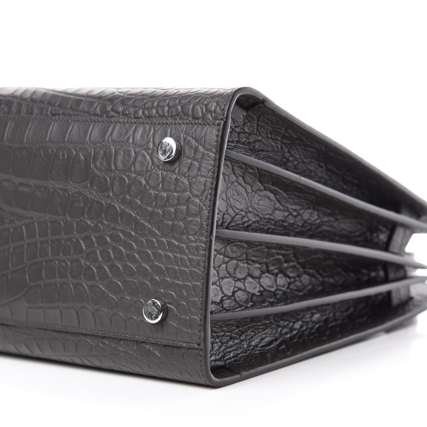 Calfskin Crocodile Embossed Small Sac De Jour Dark Brown