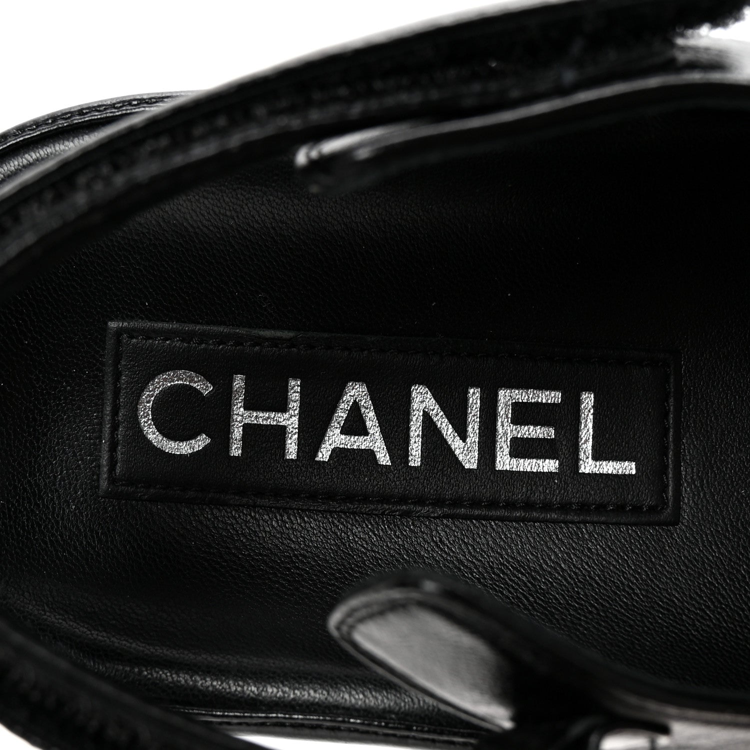 Chanel Lambskin Crystal CC Velcro Dad Sandals 37 Black 8 of 10