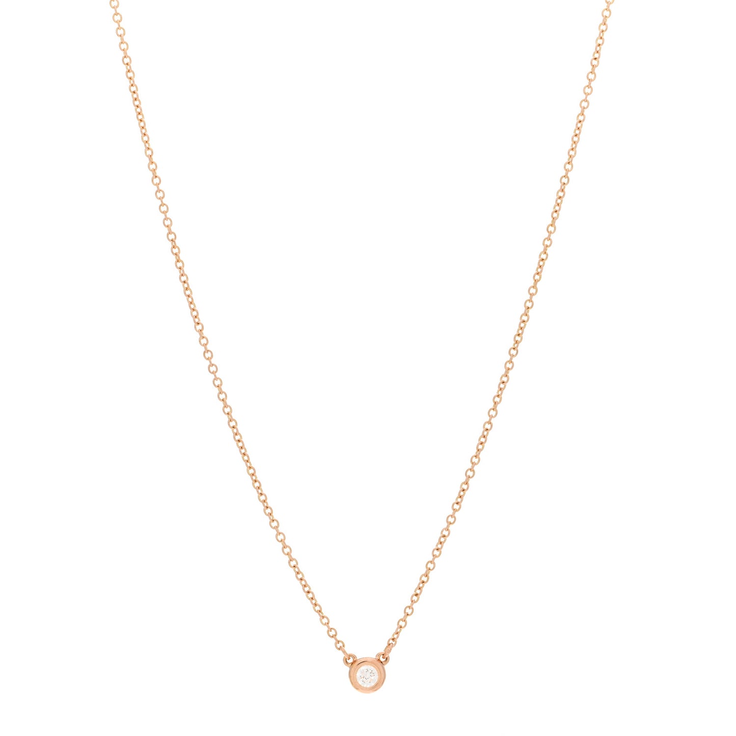 18K Rose Gold Diamond .08ct Elsa Peretti Diamonds by the Yard Pendant Necklace