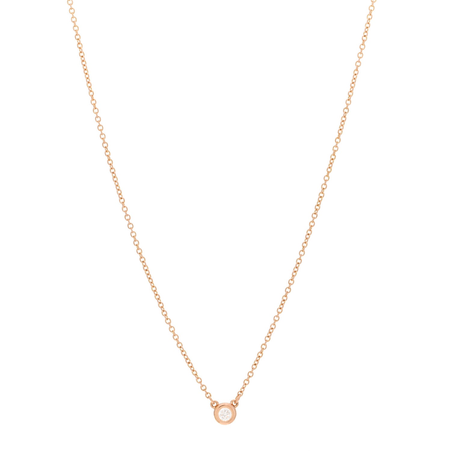 Tiffany 18K Rose Gold Diamond .08ct Elsa Peretti Diamonds by the Yard Pendant Necklace 1 of 4
