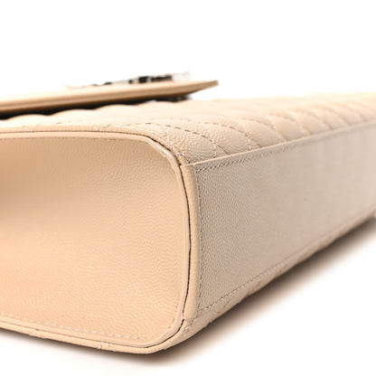 Saint Laurent Grain De Poudre Matelasse Chevron Large Monogram Satchel Nude Powder 9 of 10