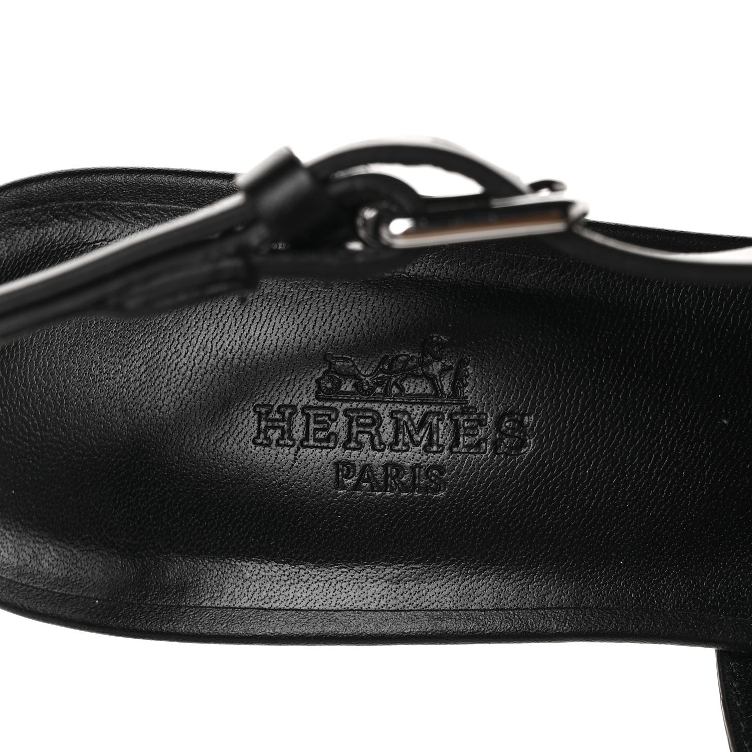 Hermes Calfskin Elbe 60 Sandals 38 Black 8 of 9