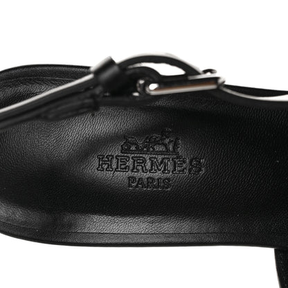 Hermes Calfskin Elbe 60 Sandals 38 Black 8 of 9