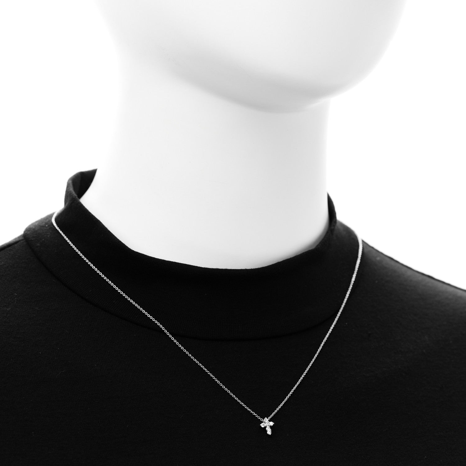 Roberto Coin 18K White Gold Diamond Tiny Treasures Baby Cross Pendant Necklace 2 of 5
