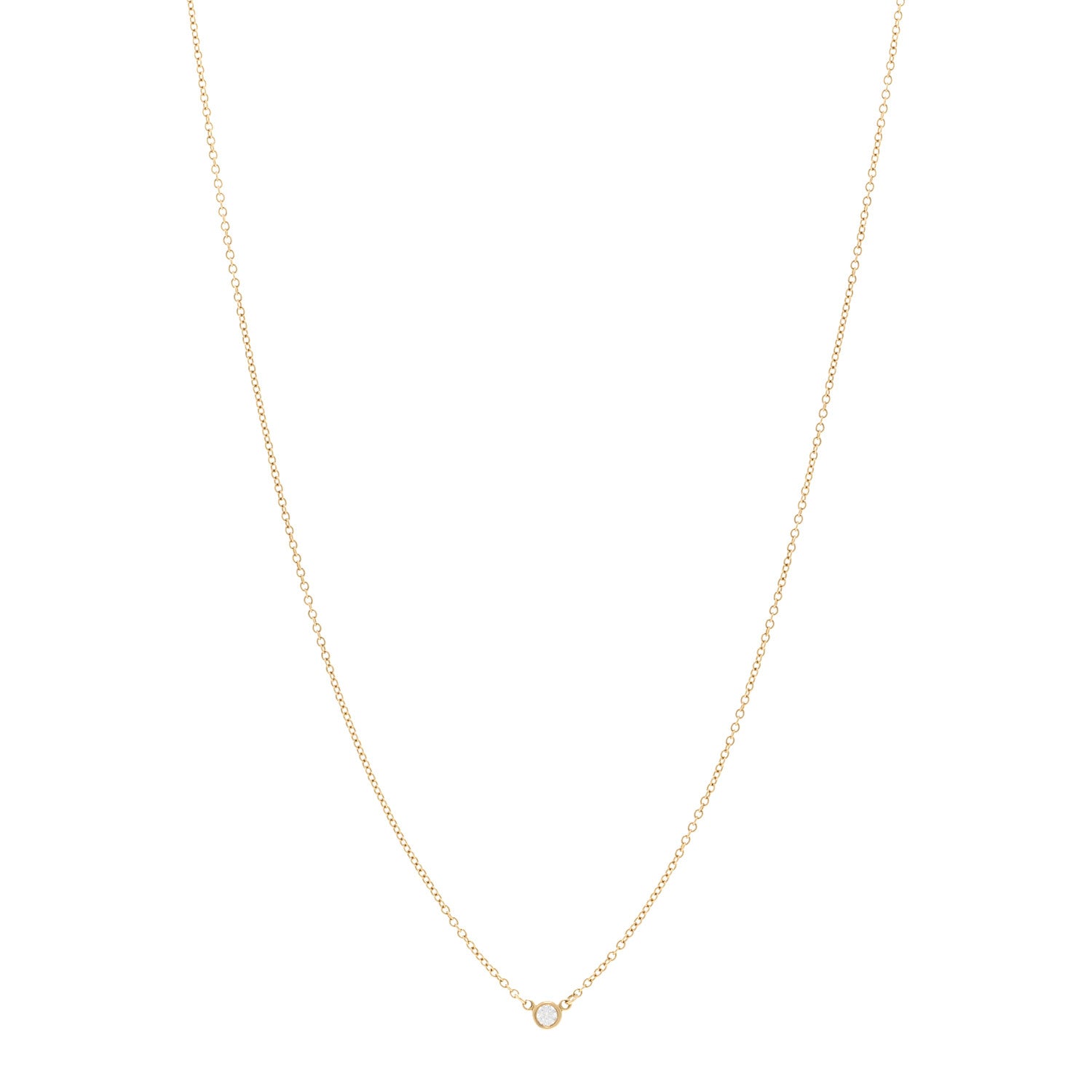 Tiffany 18K Yellow Gold Diamond .05ct Elsa Peretti Diamonds by the Yard Pendant Necklace 1 of 5