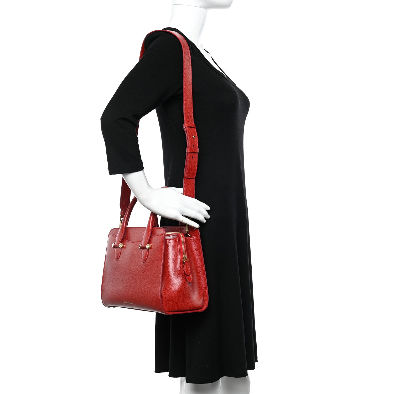 Salvatore Ferragamo Hammered Calfskin Today Satchel Lipstick 2 of 10