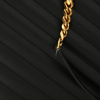 Saint Laurent Grain De Poudre Matelasse Chevron Monogram Shopping Bag Black 13 of 14