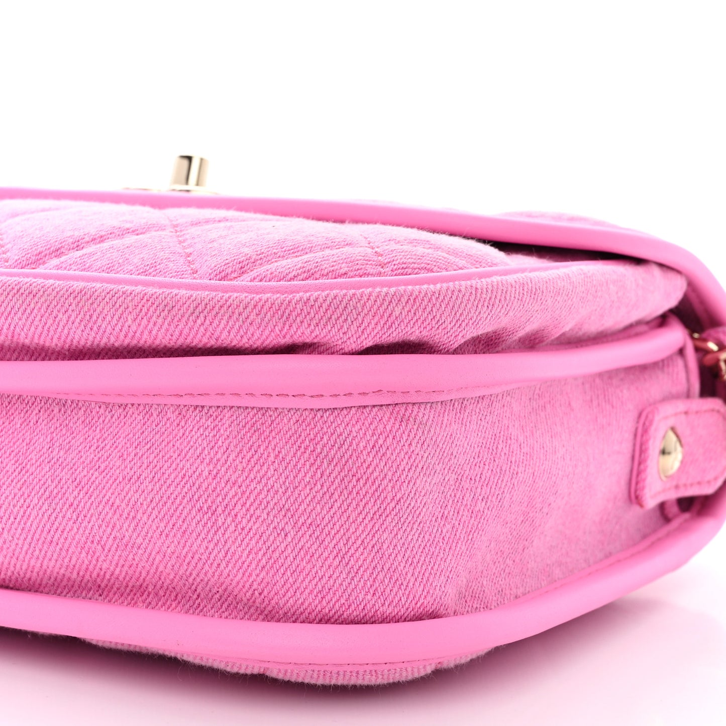 Denim Quilted Small Messenger Flap Neon Pink