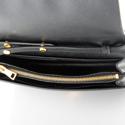 Prada Saffiano Bow Flap Wallet Nero Black 5 of 7