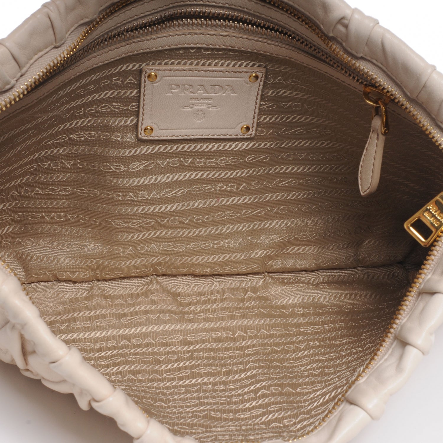 Prada Nappa Dressy Gaufre Ruched Clutch 6 of 9