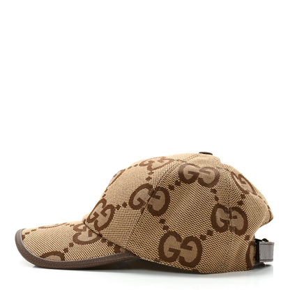 Gucci Monogram Jumbo GG Baseball Hat S 56 Camel Ebony 4 of 13