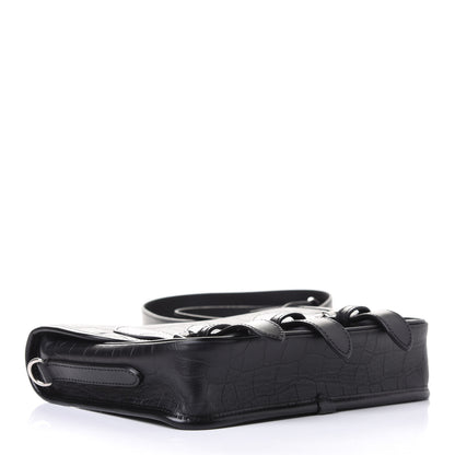 Mulberry x ACNE STUDIOS Crocodile Embossed Calfskin Messenger Bag Black 3 of 4