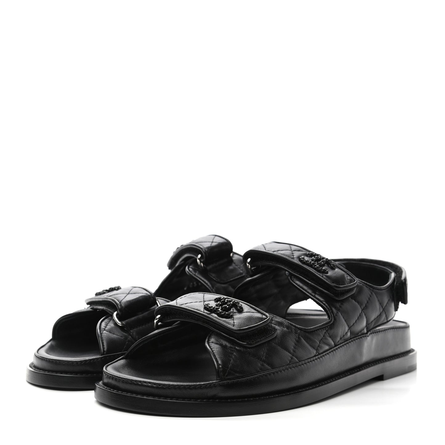 Lambskin Velcro Dad Sandals 40 Black