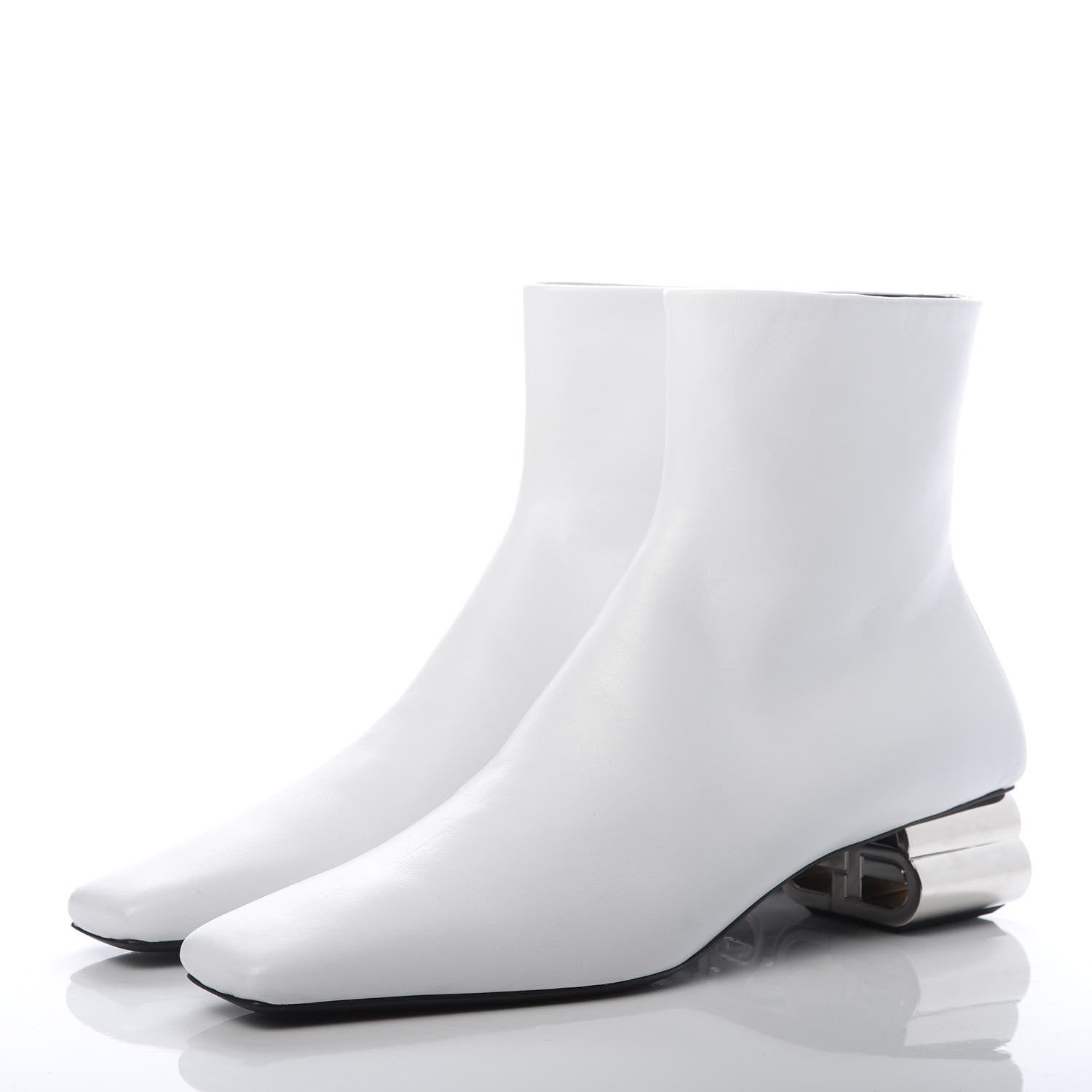 Balenciaga Shiny Sheepskin Typo Ankle Booties 39 White 3 of 11