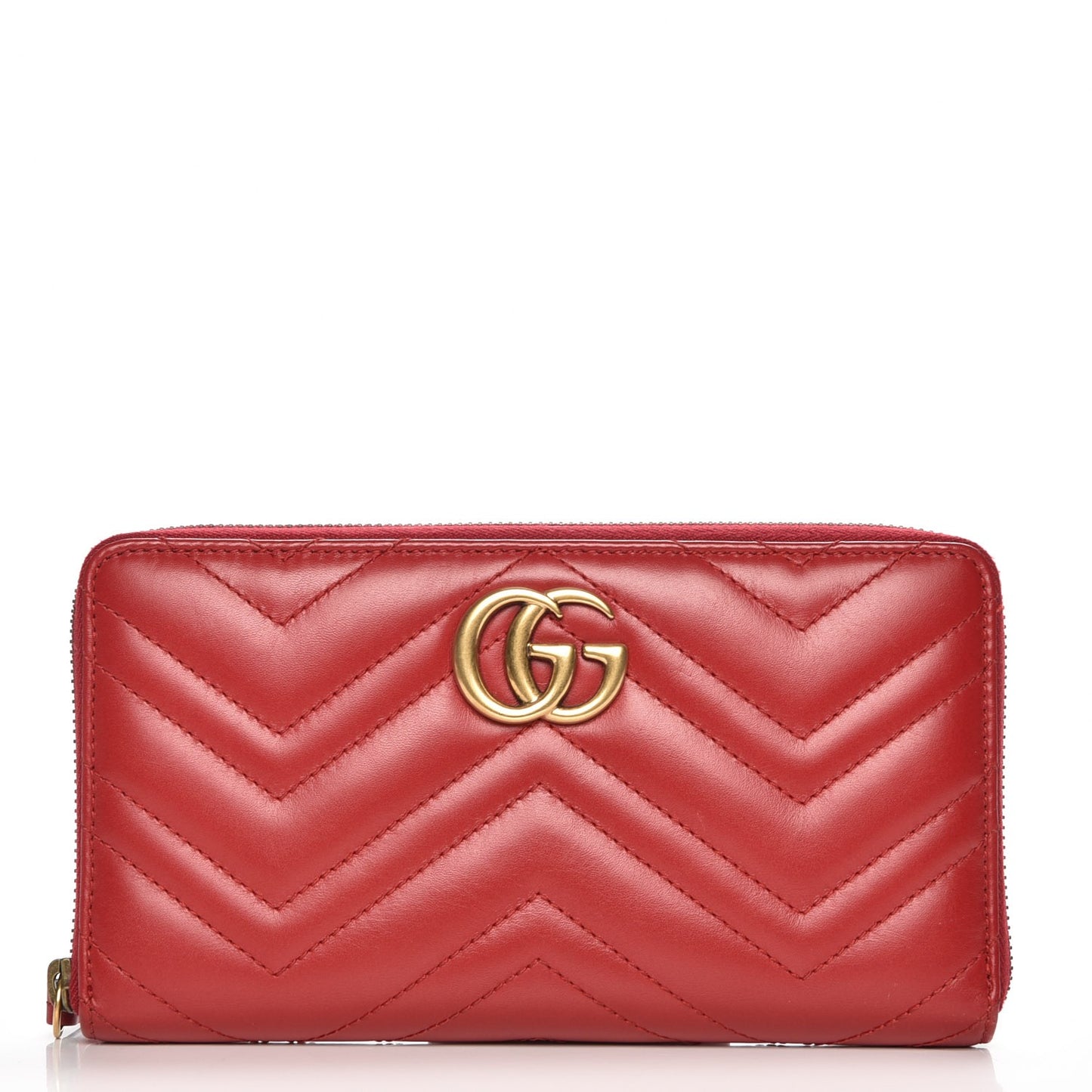 Calfskin Matelasse GG Marmont Zip Around Organizer Wallet Hibiscus Red