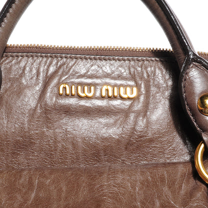 Miu Miu Leather Vitello Lux Bow Bag Brown 5 of 9