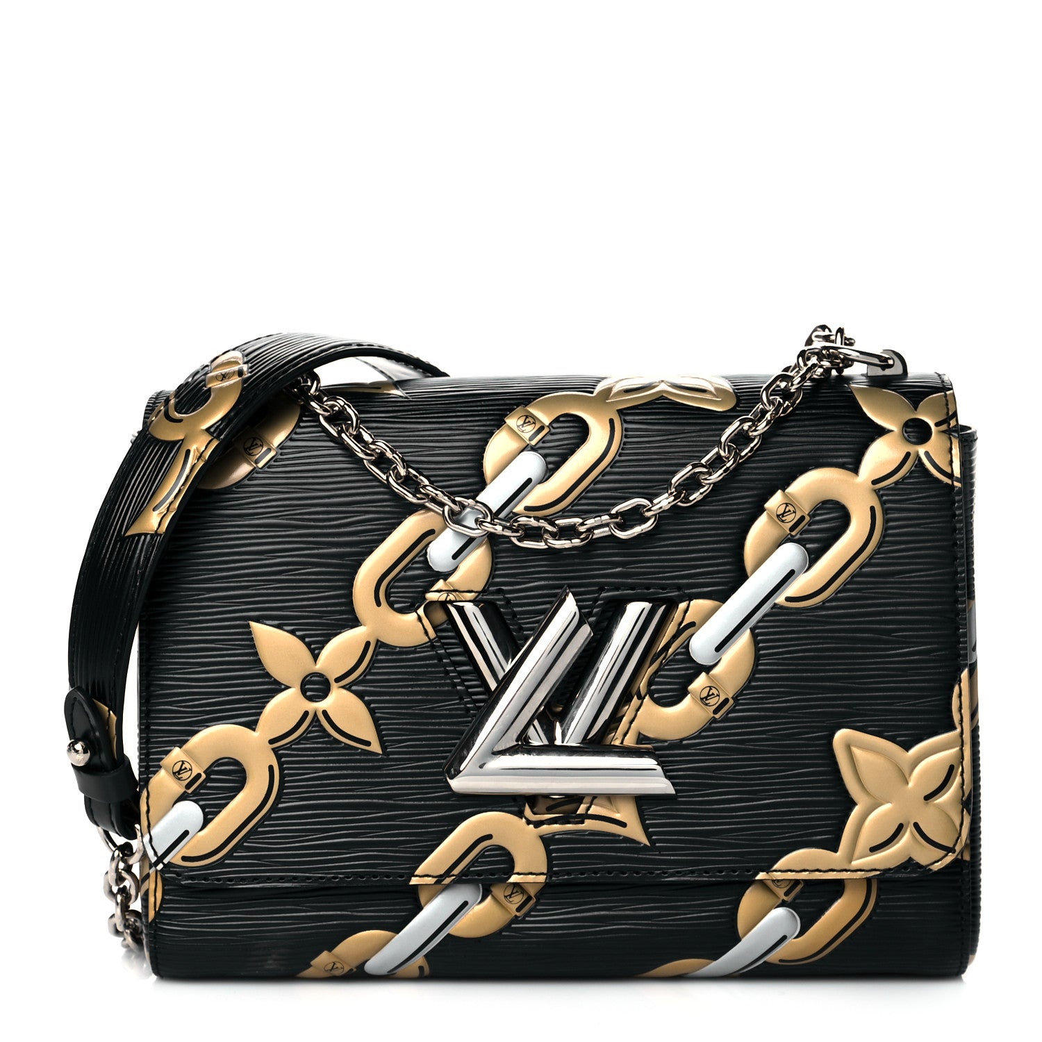 Louis Vuitton Epi Chain Flower Twist Shoulder Bag MM Black 1 of 9