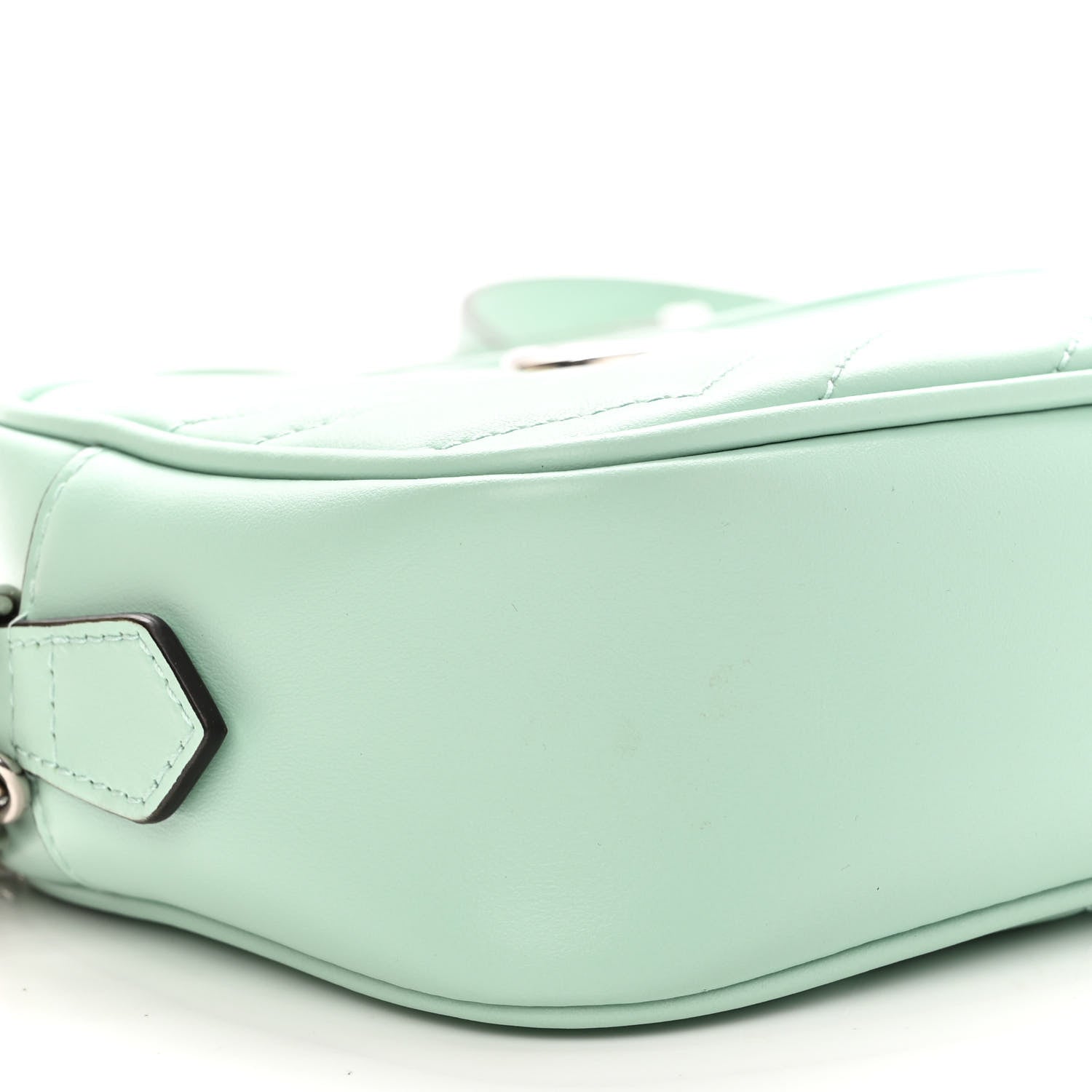 Gucci Calfskin Matelasse Mini GG Marmont Chain Shoulder Bag Water Green 9 of 10