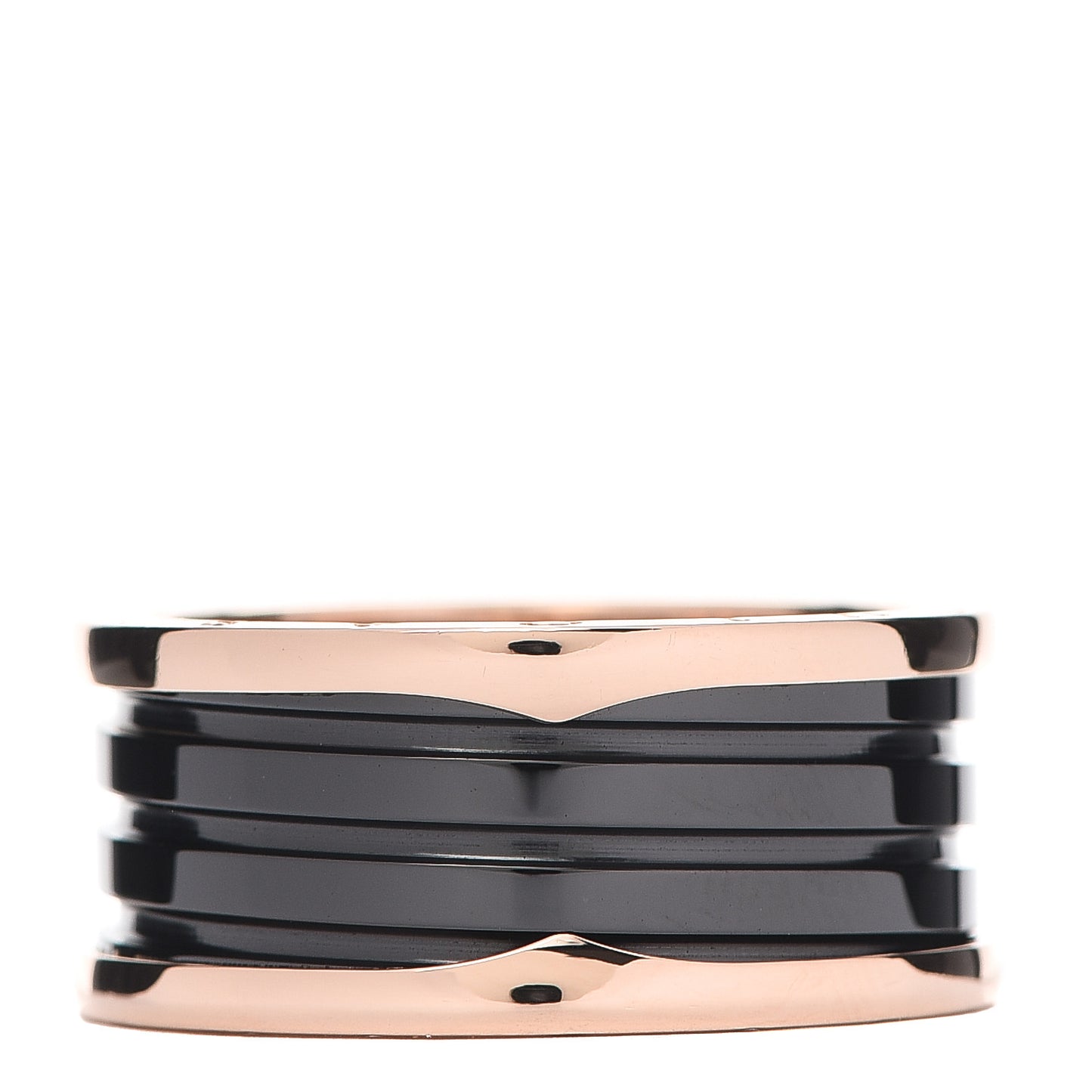 18K Rose Gold Black Ceramic B.Zero1 Four-Band Ring 72 13.5