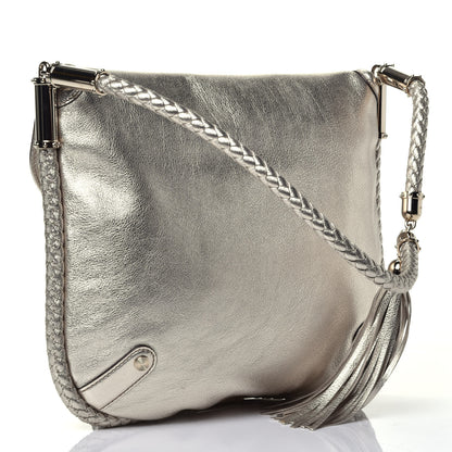Gucci Metallic Calfskin Medium Britt Tassel Shoulder Bag Platinum 3 of 9