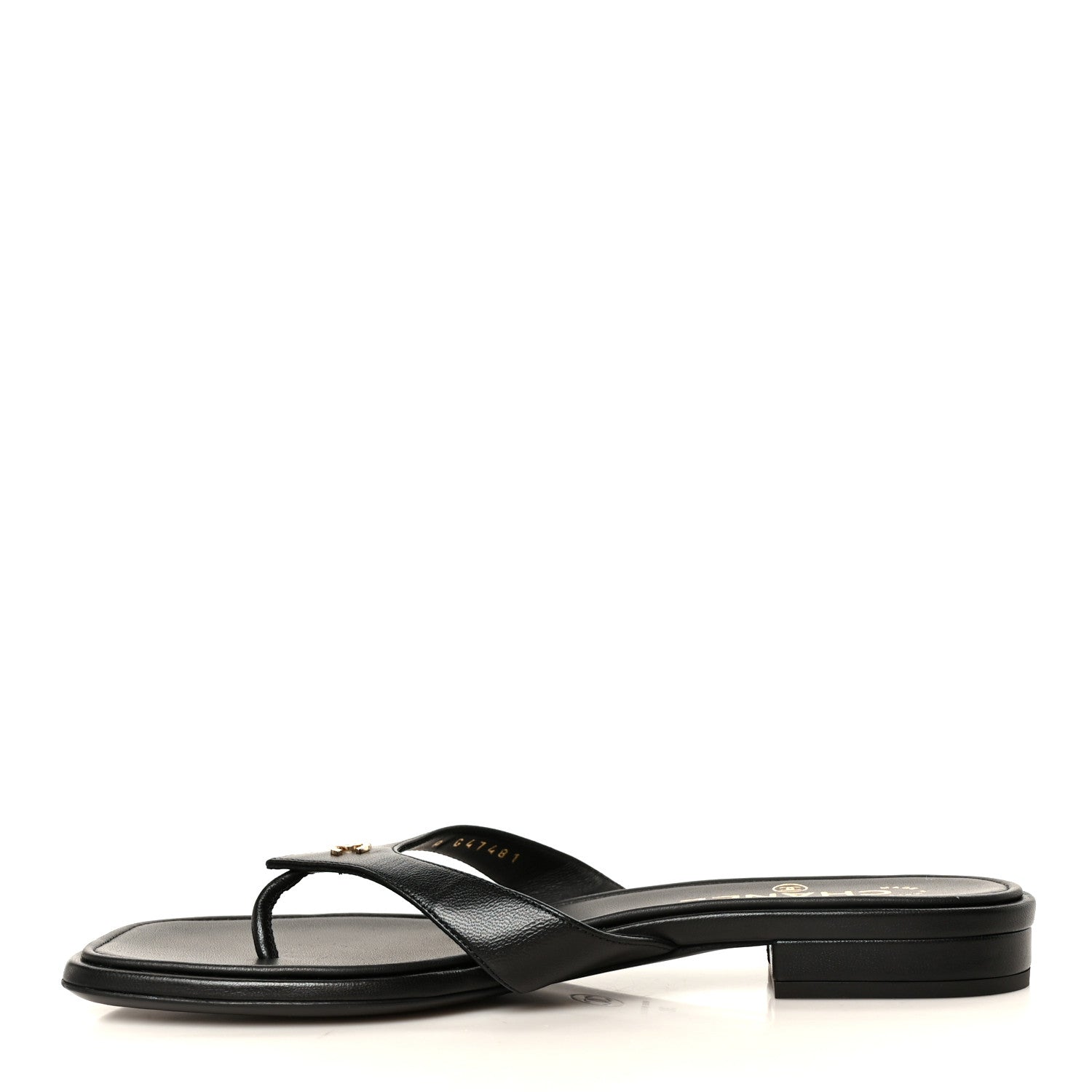 Chanel Lambskin CC Thong Sandals 38 Black 1 of 9
