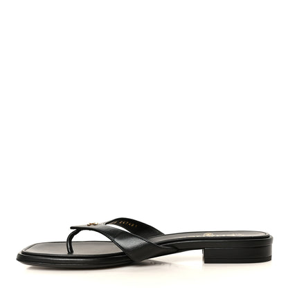 Chanel Lambskin CC Thong Sandals 38 Black 1 of 9