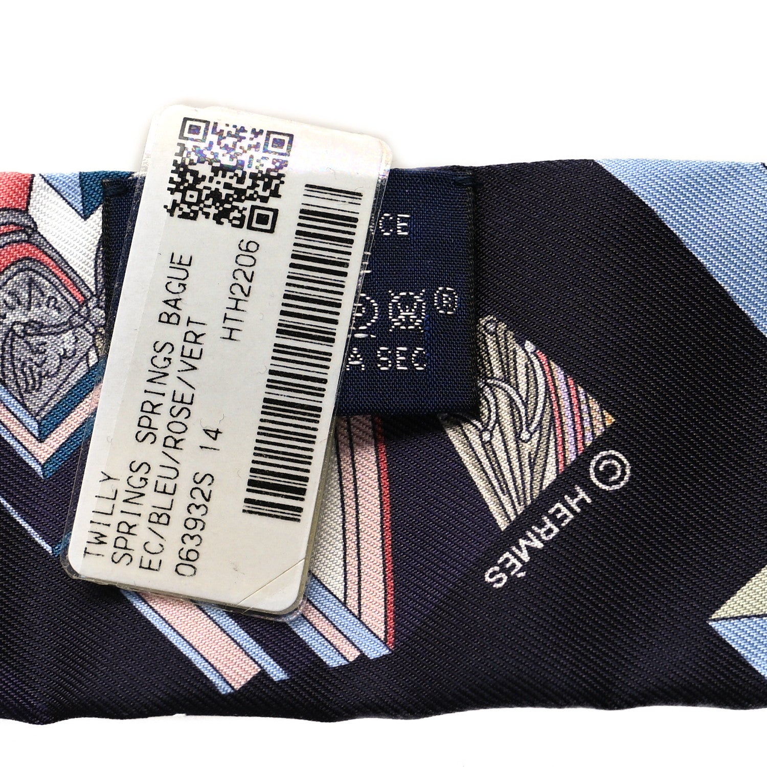 Hermes Silk Springs Springs Twilly Rose Bleu Vert 3 of 3