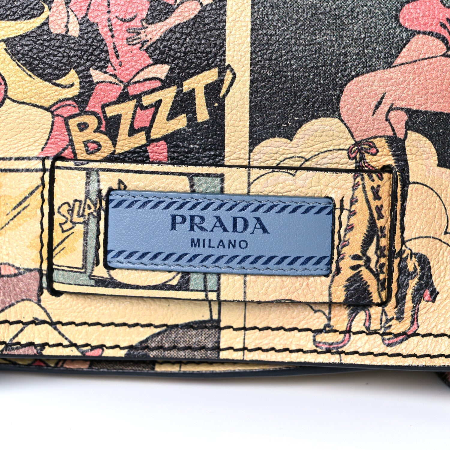 Prada Glace Calf Vintage Comics Etiquette Flap Multicolor 1054494