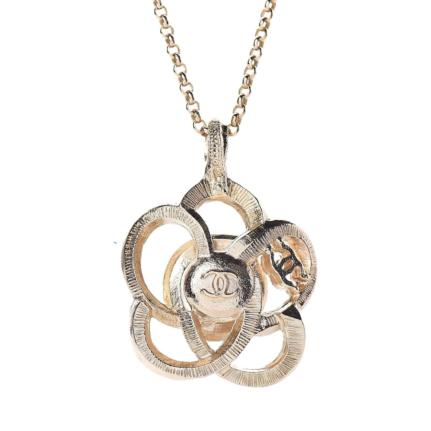 Chanel Crystal Pearl Camellia Necklace Gold 6 of 7