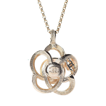 Chanel Crystal Pearl Camellia Necklace Gold 6 of 7