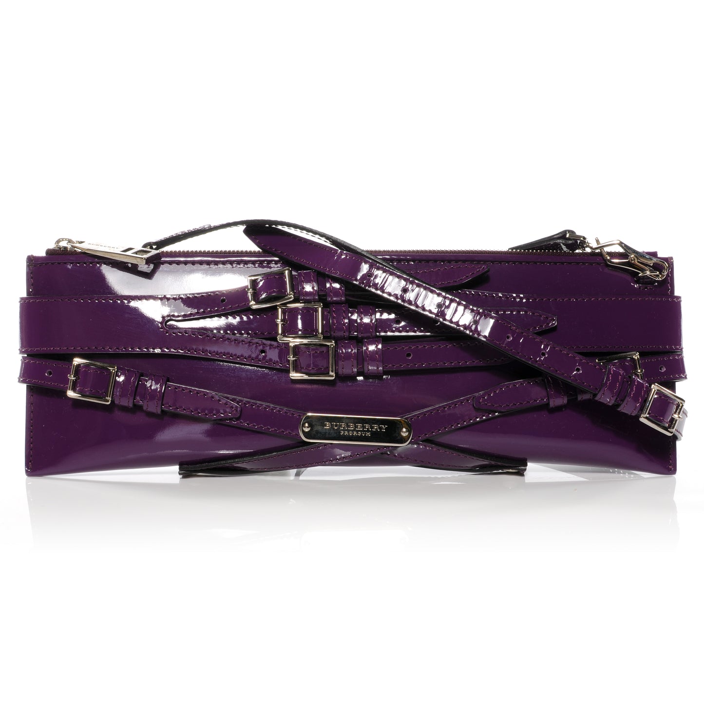 Patent Bridle Calfskin Clutch Bag Purple