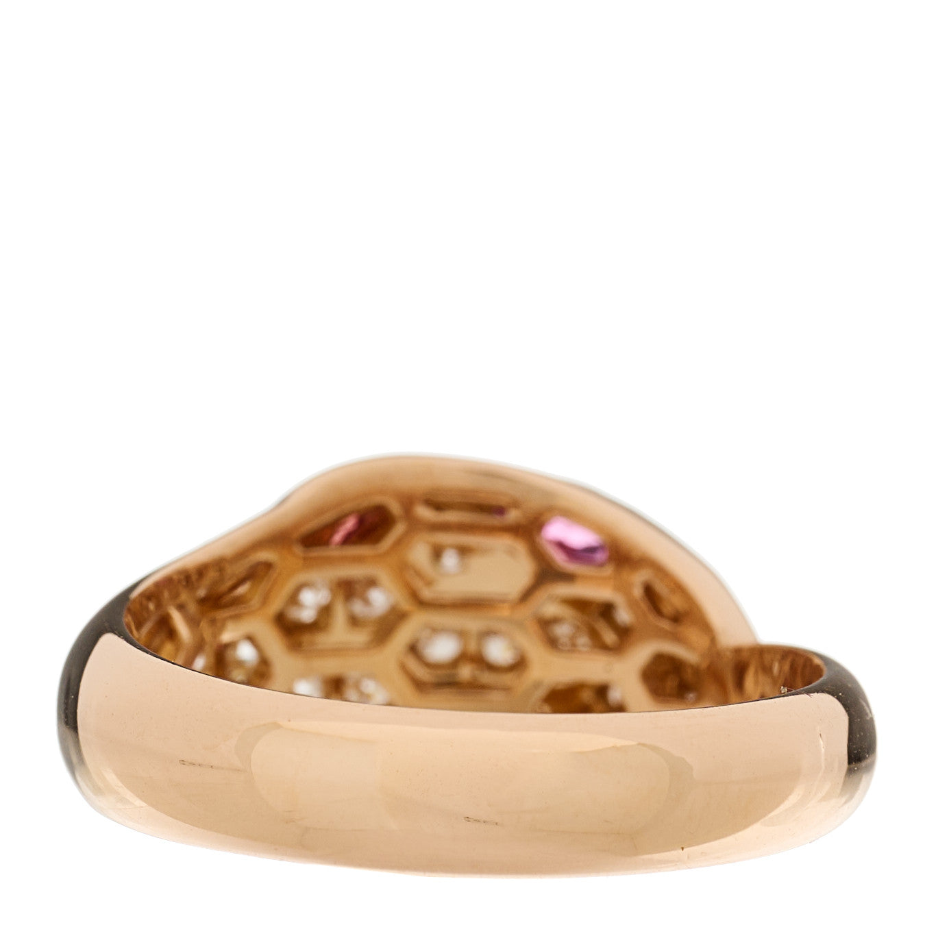 18K Rose Gold Diamond Rubellite Serpenti Seduttori Ring 56 7.5