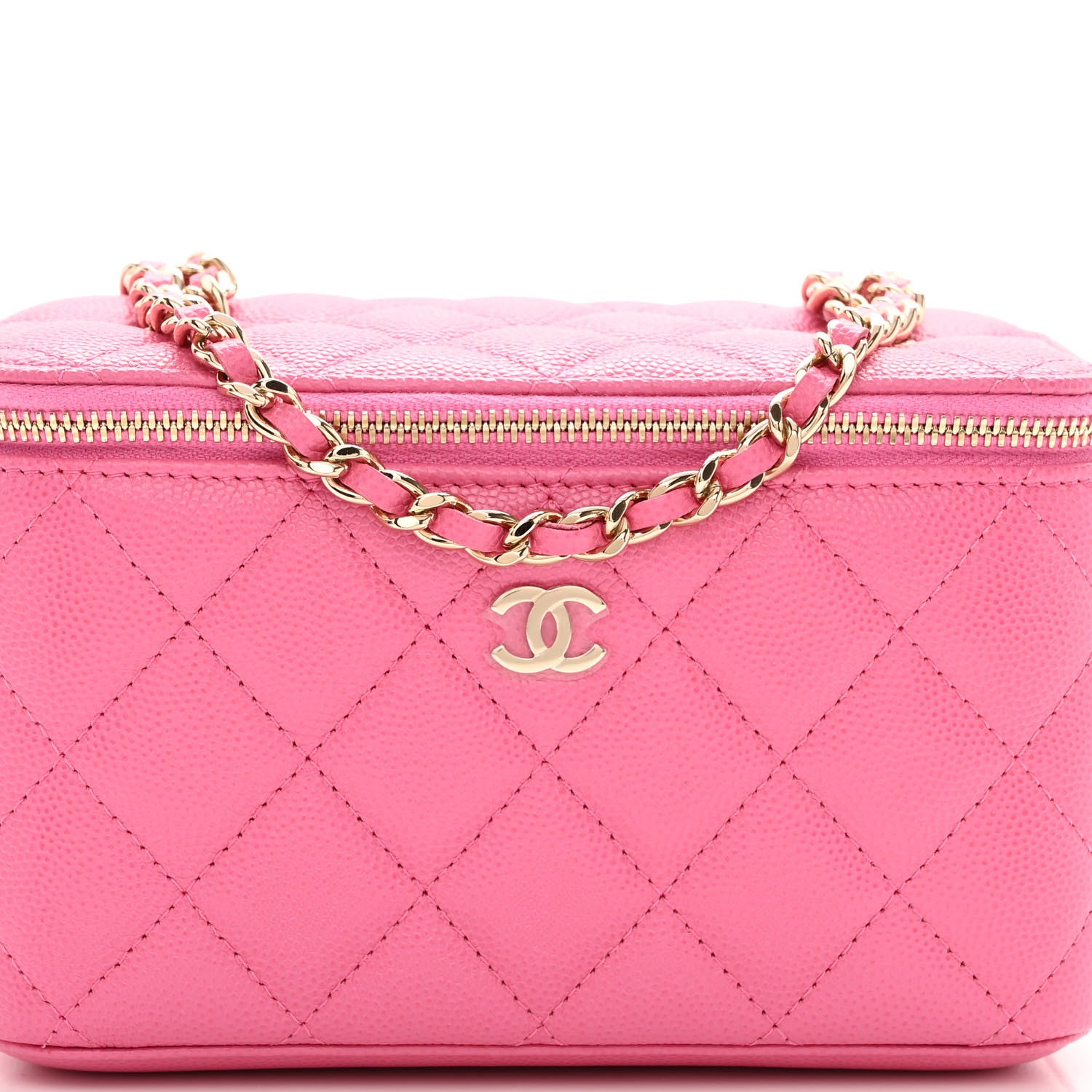 Chanel Caviar Quilted Small Vanity Case With Chain Pink 7 of 9