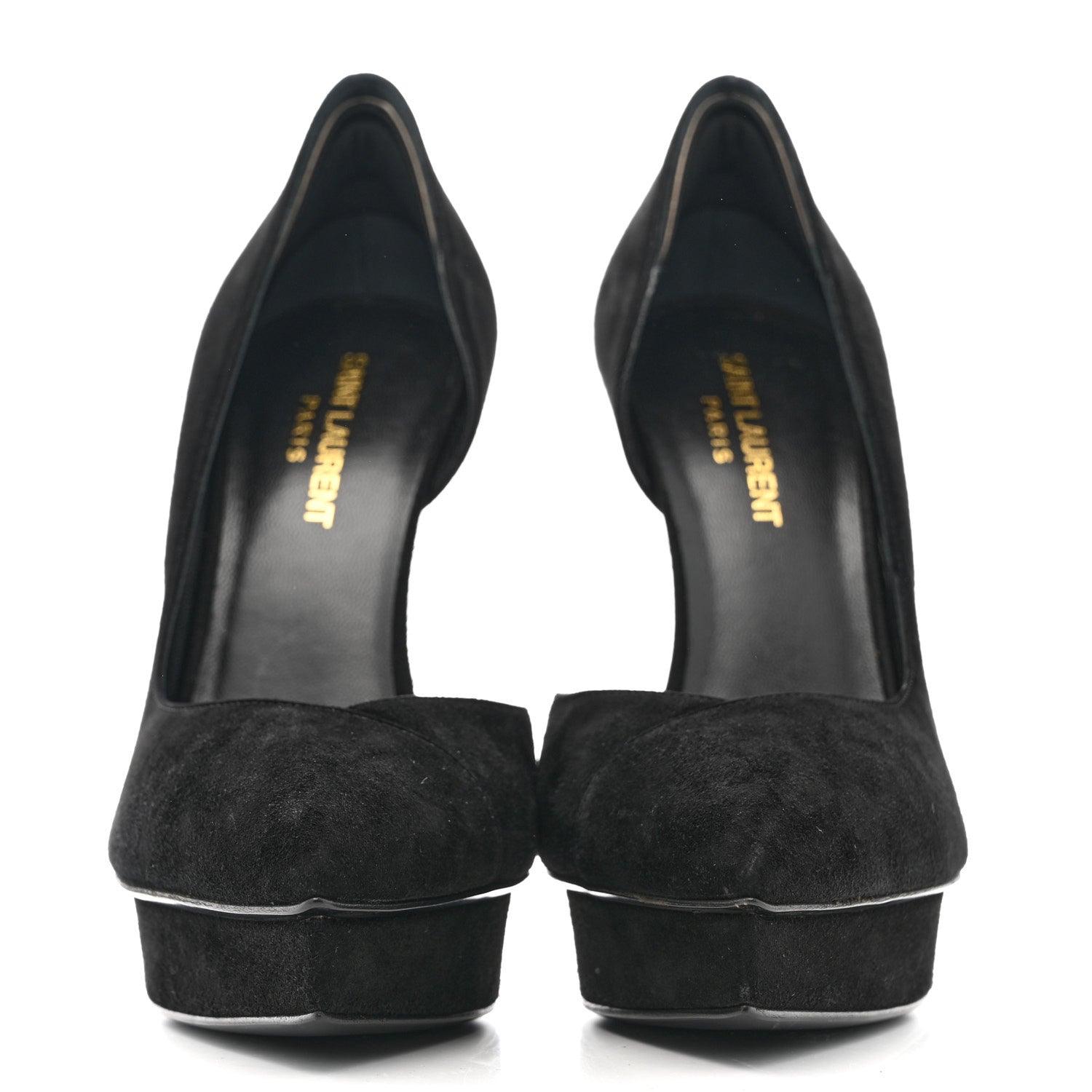 Saint Laurent Suede Janis 105 D'Orsay Pumps 38 Black 3 of 10