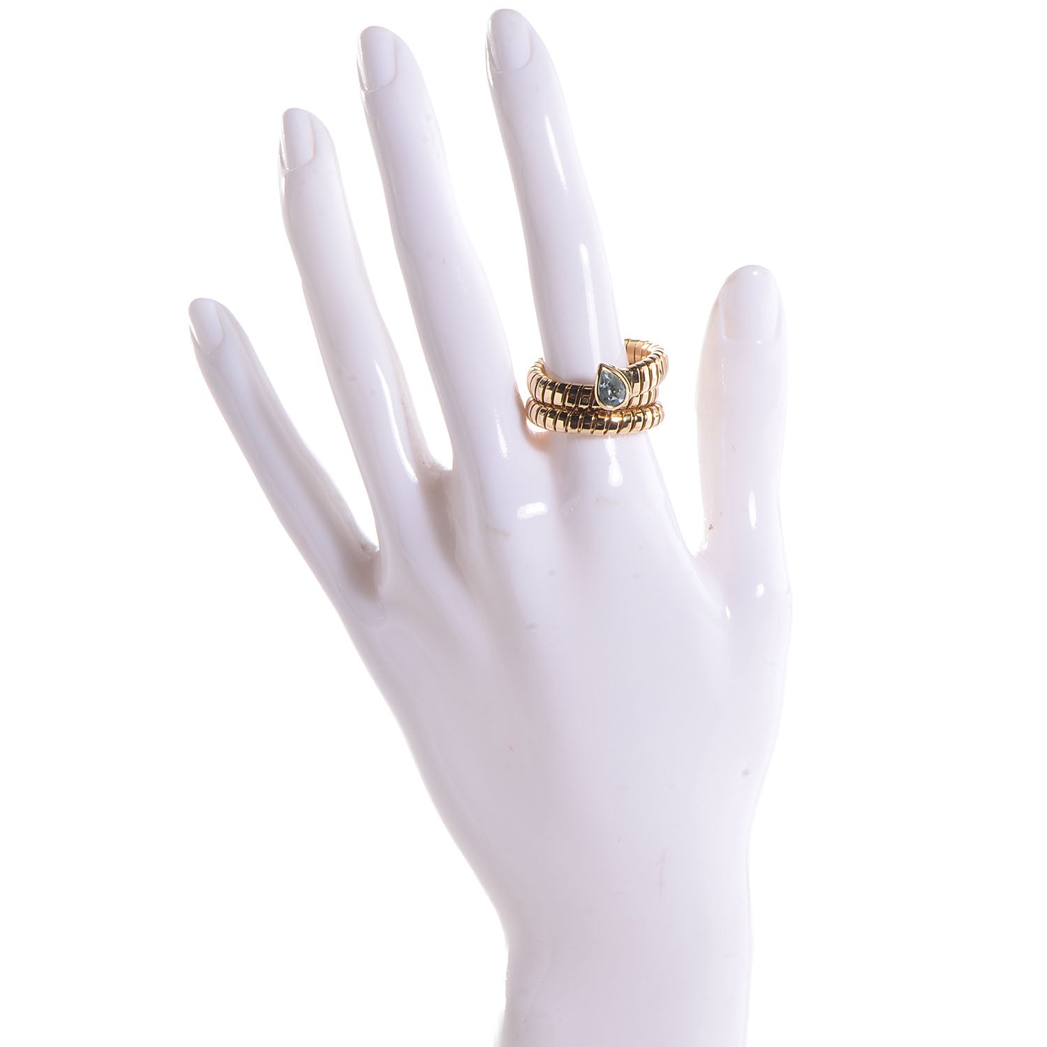 Bulgari BVLGARI 18K Yellow Gold Blue Topaz Serpenti Ring Size 7 2 of 5