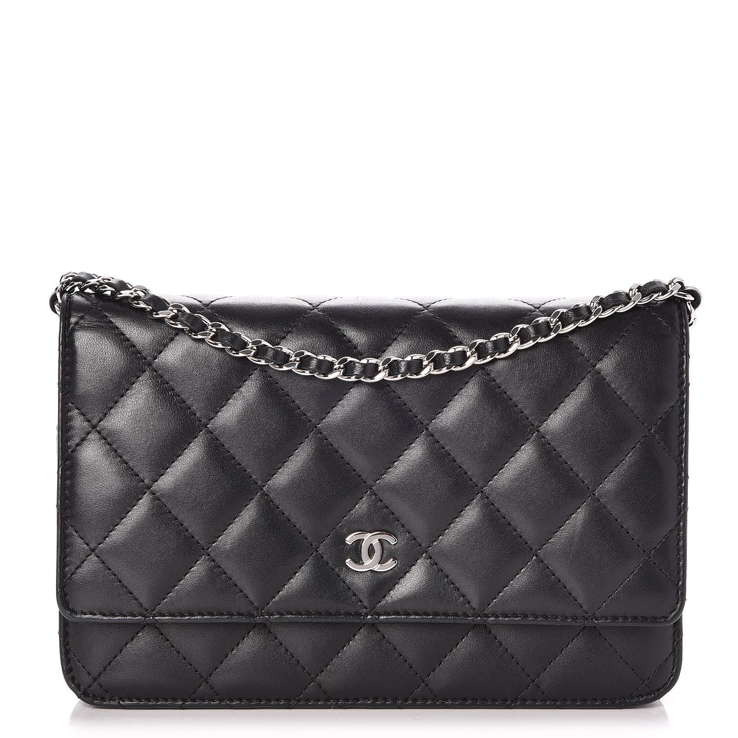 Chanel Lambskin Quilted Wallet On Chain WOC Black 1 of 9