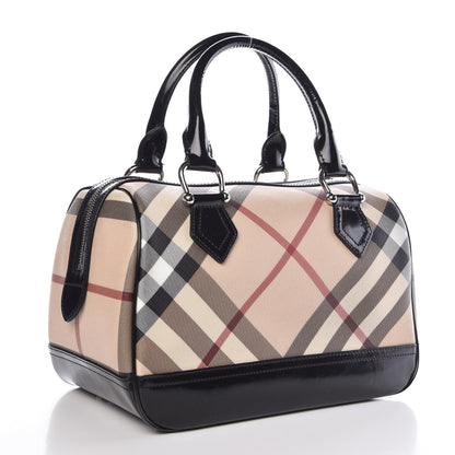 Burberry Supernova Check Patent Bowling Bag Black 3 of 17
