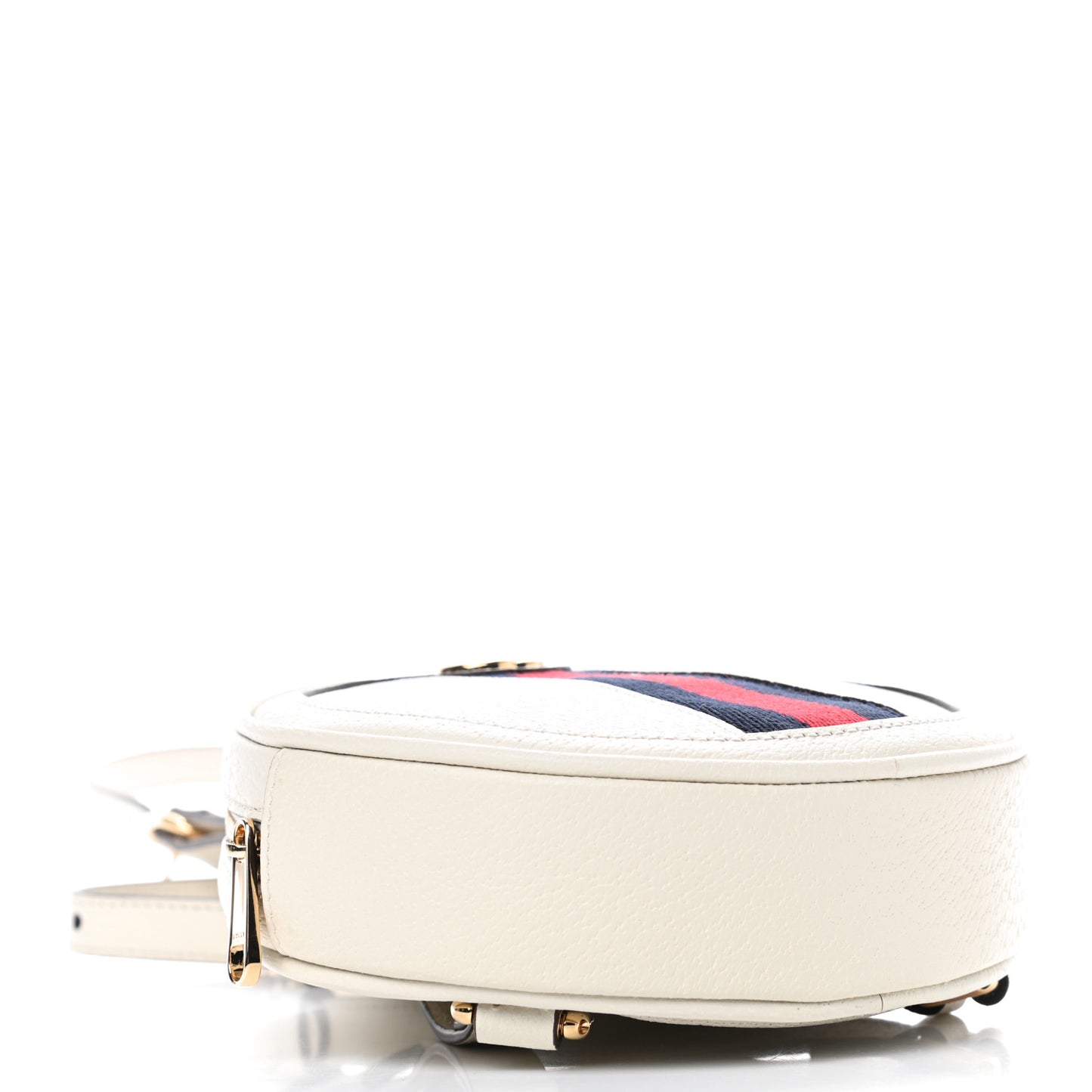 Textured Calfskin Web Mini Ophidia Round Backpack Mystic White