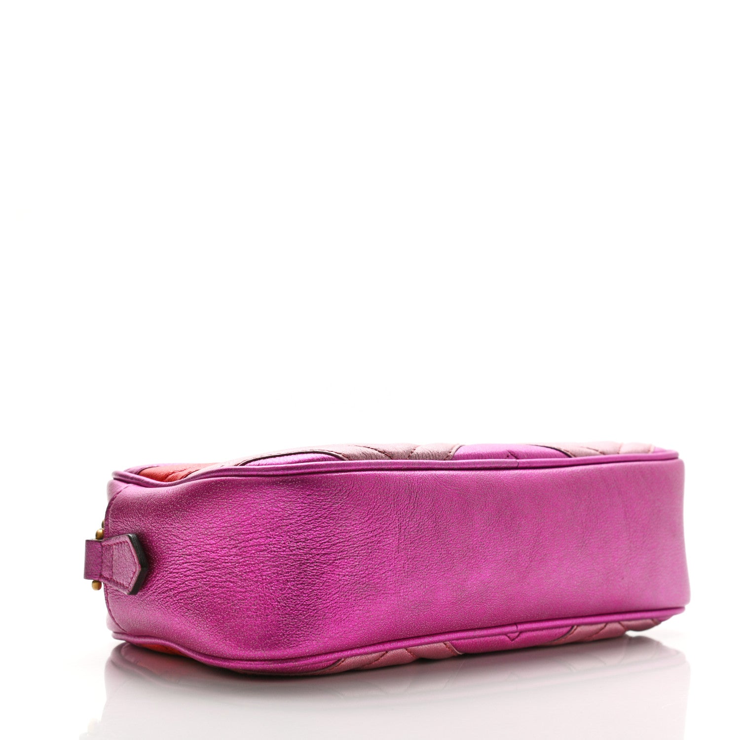 Gucci Laminated Nappa Matelasse Small GG Marmont Chain Shoulder Bag Fuxia Rosso Rosa 4 of 10