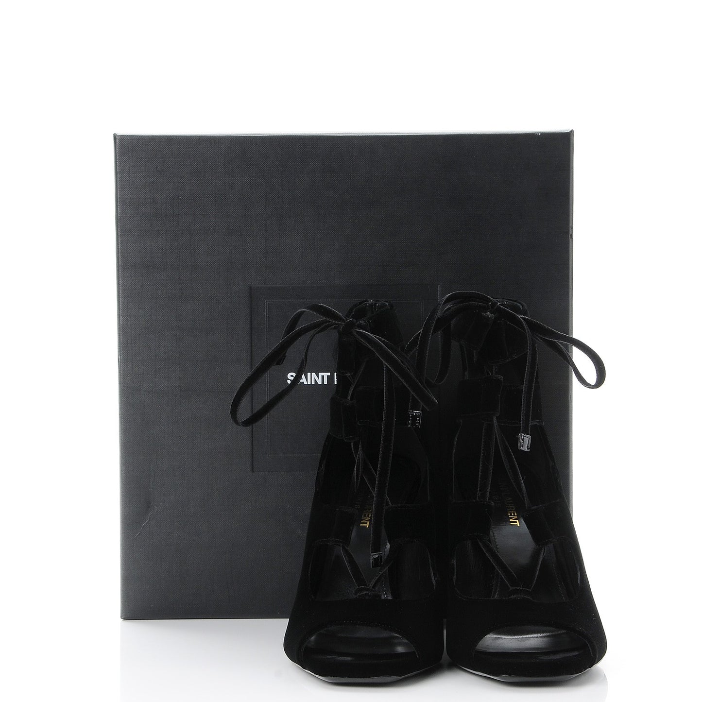 Veluto Master Loulou 95 Lace Up Sandals 40 Black Lucido