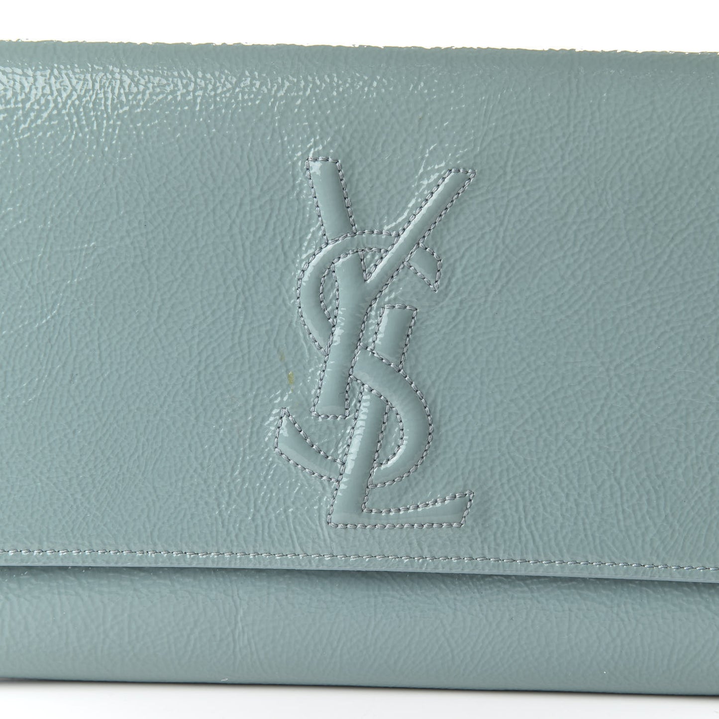 Textured Patent Large Belle De Jour Clutch Light Blue