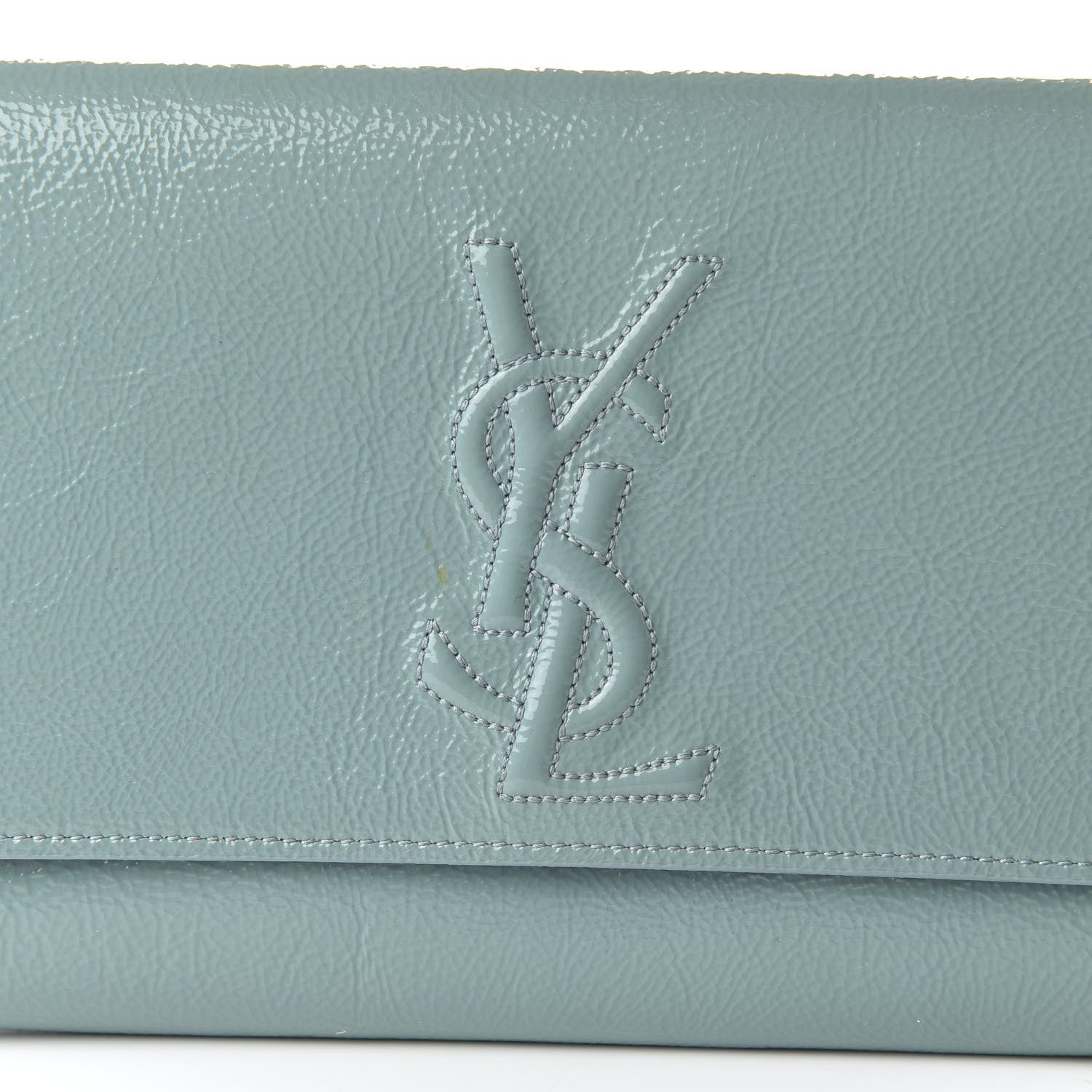 Saint Laurent Textured Patent Large Belle De Jour Clutch Light Blue 9 of 11
