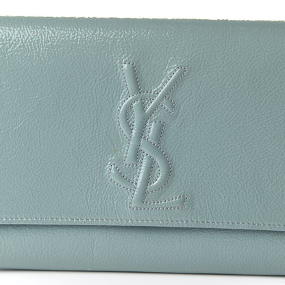 Saint Laurent Textured Patent Large Belle De Jour Clutch Light Blue 9 of 11