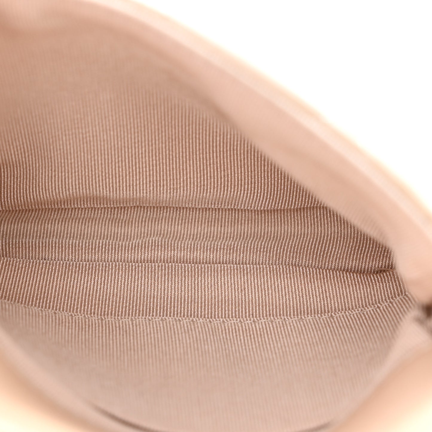 Iridescent Lambskin Quilted Pouch With Flap Beige
