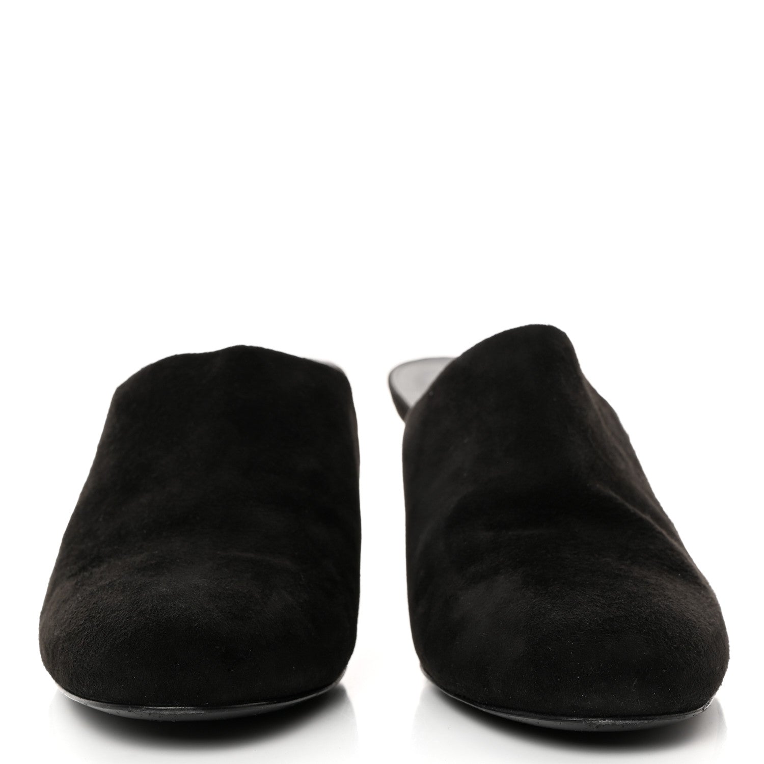 Chanel Kid Suede Logo Mules 40 Black 2 of 9