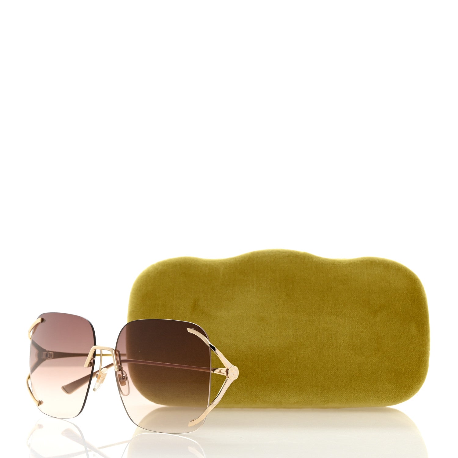 Gucci Metal Oversized Sunglasses GG0646S Gold Brown 8 of 8