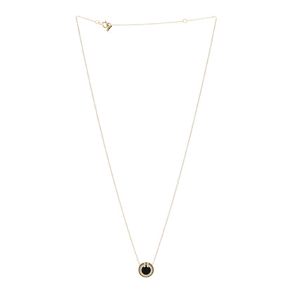 Tiffany 18K Yellow Gold Diamond Black Onyx Small T Circle Pendant Necklace 3 of 6