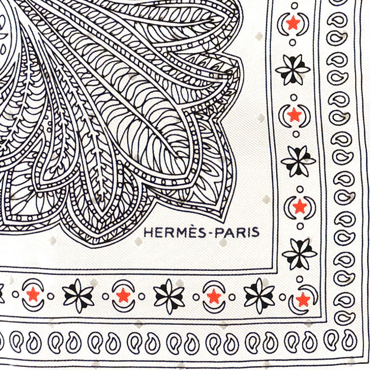 Hermes Silk Le Jardin De La Maharani Bandana Scarf 55 Black White 2 of 3